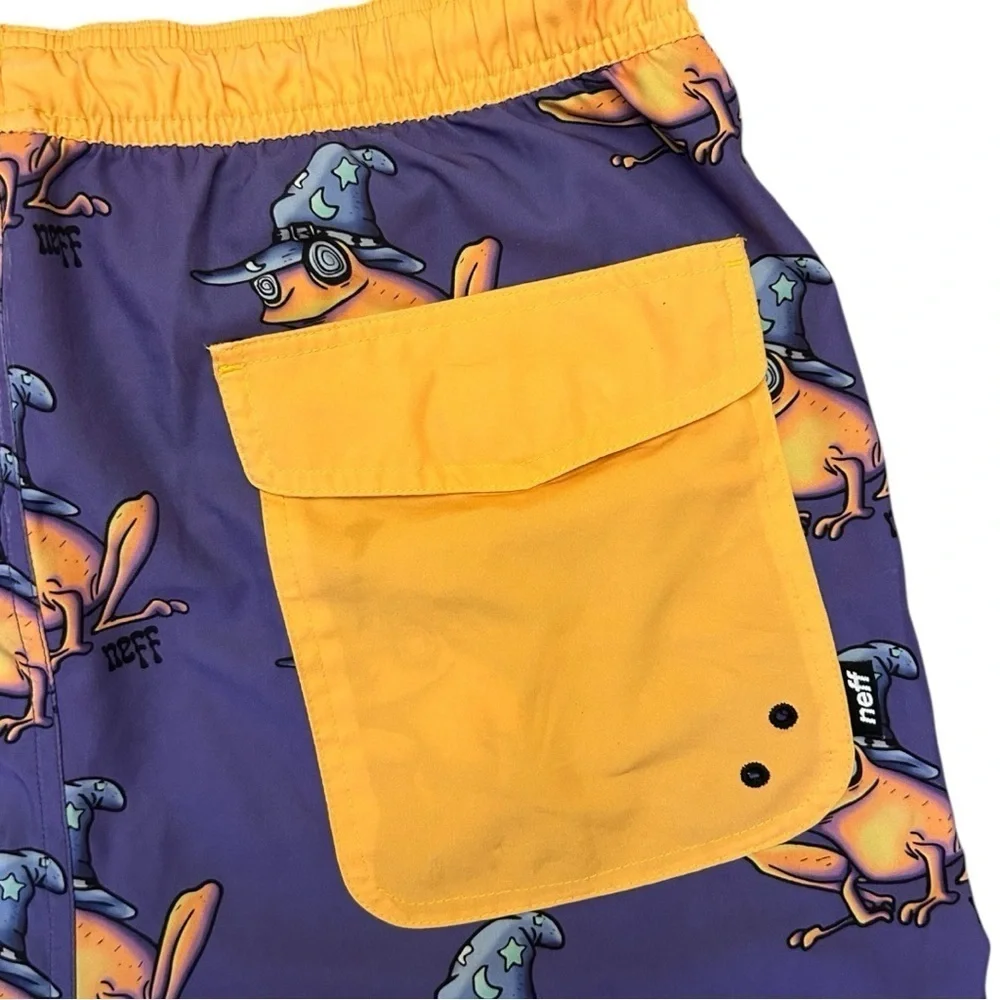 NEFF Men's Frog Magic Graphic Swim Shorts Size XL